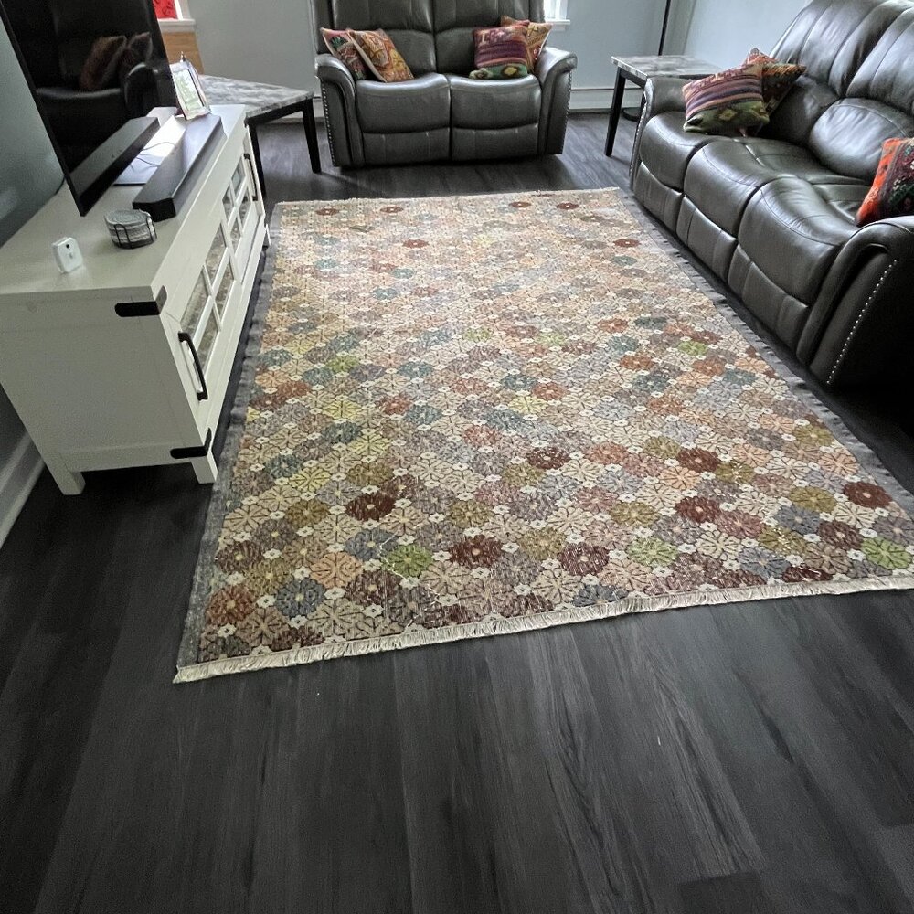 Vintage Turkish Wool on Cotton Rug / 10 x 7 ft big size